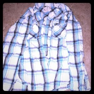 White and blue flannel